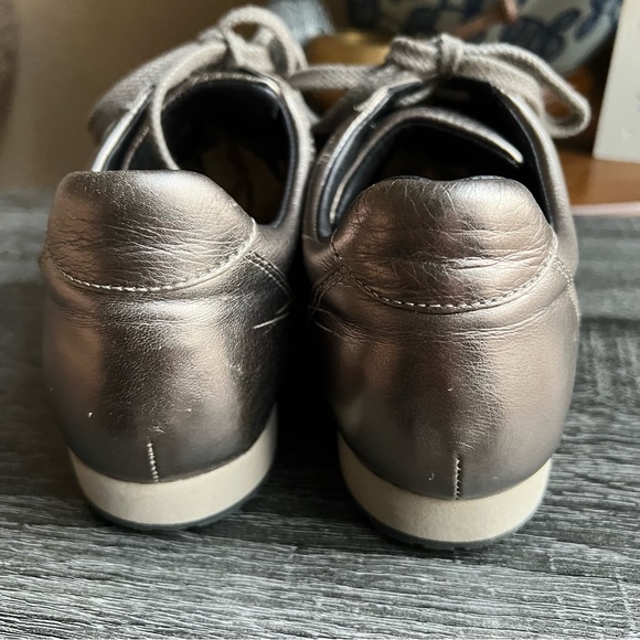 Burberry Metallic Leather Check Leather trim Lace Up Sneakers EU38 US8 - Picture 4 of 15